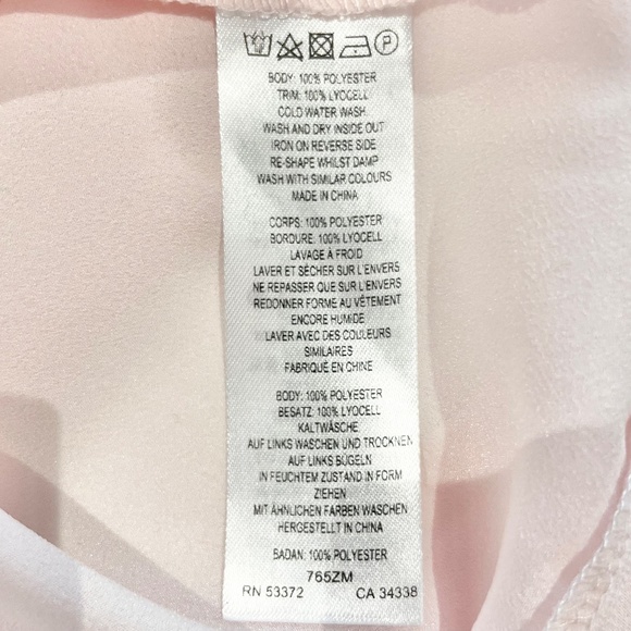 New French Connection Mixed Fabrics High Low Hem Short Sleeve Top Blush Pink XS - Picture 14 of 14